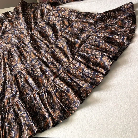 NATURAL LIFE Heidi Mini Dress Tiered Paisley Pockets Cottage Core Fall XL NWOT - Picture 11 of 13